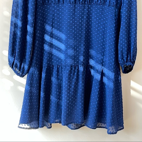 Anthropologie Yumi Kim Valencia Dropped Waist Swiss Dot Dress Navy Womens Sz XL - Picture 8 of 16